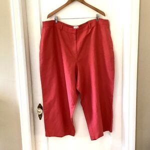 Emma James Linen Blend Capri Pants Women’s Plus 24W Coral Pink Flat Front Summer